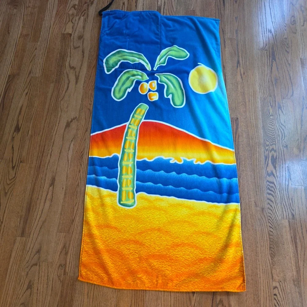 Beach in a Bag Towel Tropical Palm Tree Sunset Folds Easy Carry Pool Packable